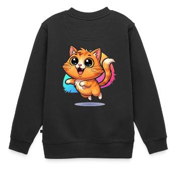 Messager moelleux de la chance : chat mignon aux yeux écarquillés - Sweat Premium enfant bio - noir - Dos - AI Model Kid Female (0cm)