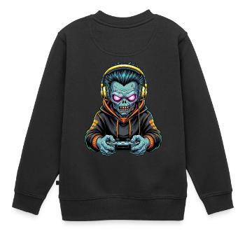 Zombie Zocker Power: Level Up mit Untoten! - Kinder Premium Organic Sweatshirt - Schwarz - Hinten - AI Model Kid Female (0cm)