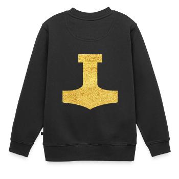 Mjölnir Schutzsymbol Mjölnir Thors Hammer - Kinder Premium Organic Sweatshirt - Schwarz - Hinten - AI Model Kid Female (0cm)