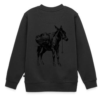 Esel - Kinder Premium Organic Sweatshirt - Schwarz - Hinten - AI Model Kid Female (0cm)