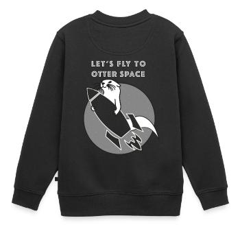 Volons DE L'ESPACE loutres ROCKET -Transparent - Sweat Premium enfant bio - noir - Dos - AI Model Kid Female (0cm)