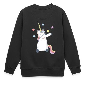 Dabbing Unicorn Dabbing Unicorn Glitter Glitter - Kids Premium Organic Sweatshirt - black - Back - AI Model Kid Female (0cm)