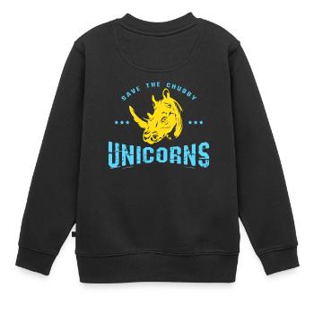 Enregistrer licornes potelés - Sweat Premium enfant bio - noir - Dos - AI Model Kid Female (0cm)