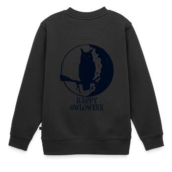 hibou de vacances heureux Owloween Happy Halloween - Sweat Premium enfant bio - noir - Dos - AI Model Kid Female (0cm)