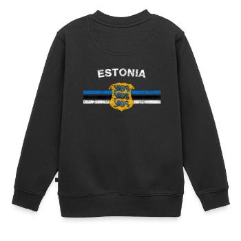 Drapeau estonien T-shirt - Badges estoniens et Estonie Fl - Sweat Premium enfant bio - noir - Dos - AI Model Kid Female (0cm)