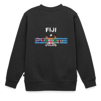 Drapeau fidjien T-shirt - Emblème fidjien et Fidji Drapeau Shir - Sweat Premium enfant bio - noir - Dos - AI Model Kid Female (0cm)