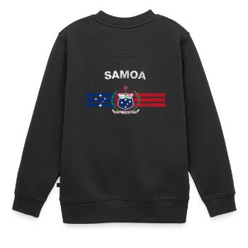 Samoan Flag Shirt - Samoan Emblem & Samoa Flag Shi - Kids Premium Organic Sweatshirt - black - Back - AI Model Kid Female (0cm)