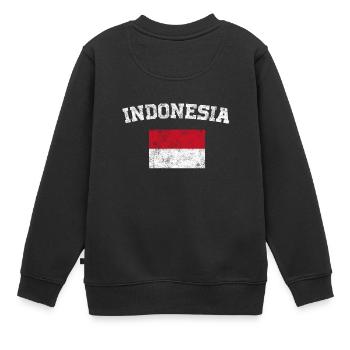 Drapeau indonésien shirt - Vintage Indonésie T-shirt - Sweat Premium enfant bio - noir - Dos - AI Model Kid Female (0cm)