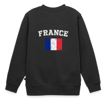 Drapeau français shirt - Vintage France T-shirt - Sweat Premium enfant bio - noir - Dos - AI Model Kid Female (0cm)