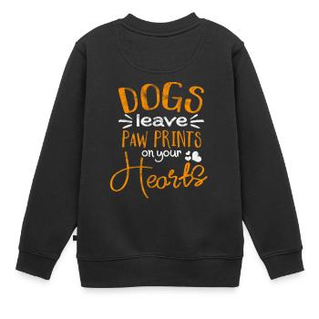 Distressed - Hunde hinterlassen Abdrücke im Herz - Kinder Premium Organic Sweatshirt - Schwarz - Hinten - AI Model Kid Female (0cm)