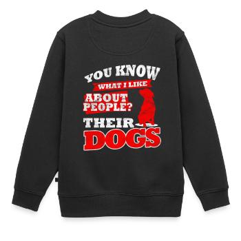 Distressed - An Menschen mag ich ihre Hunde - Kinder Premium Organic Sweatshirt - Schwarz - Hinten - AI Model Kid Female (0cm)