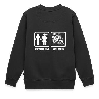 motorcycle superbike problem solution - Kinder Premium Organic Sweatshirt - Schwarz - Hinten - AI Model Kid Female (0cm)