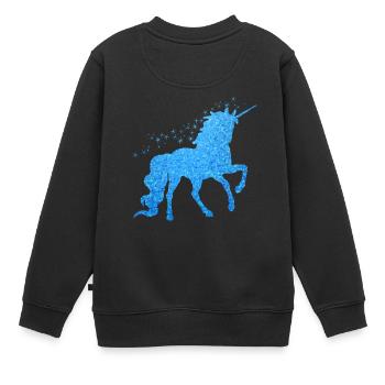 La licorne pailleté bleu - Sweat Premium enfant bio - noir - Dos - AI Model Kid Female (0cm)