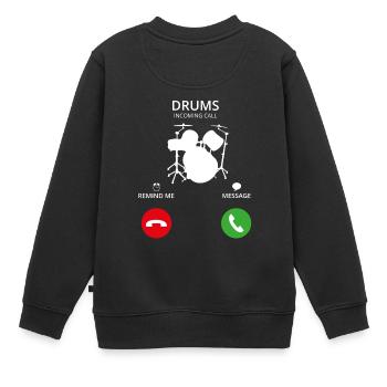 Call Mobile Anruf DRUMMER SCHLAGZEUG drums - Kinder Premium Organic Sweatshirt - Schwarz - Hinten - AI Model Kid Female (0cm)