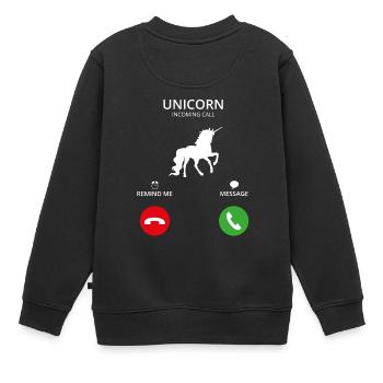 Call Mobile Anruf unicorn einhorn queen - Kinder Premium Organic Sweatshirt - Schwarz - Hinten - AI Model Kid Female (0cm)