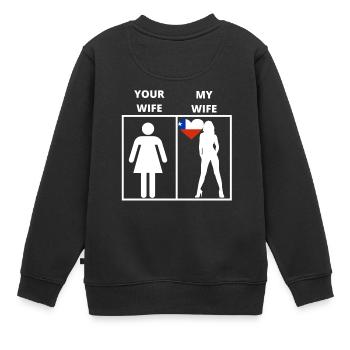 Chili cadeau ma femme ta femme - Sweat Premium enfant bio - noir - Dos - AI Model Kid Female (0cm)