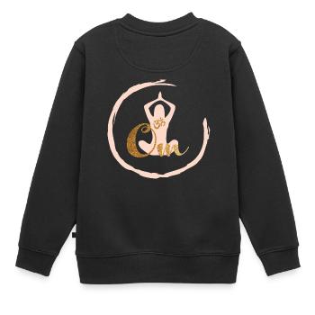 Yoga OM or - Sweat Premium enfant bio - noir - Dos - AI Model Kid Female (0cm)
