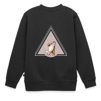 Priez pour la pizza - Sweat Premium enfant bio - noir - Dos - AI Model Kid Female (0cm)