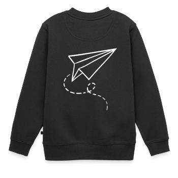 papier cadeau avion avion avion en papier - Sweat Premium enfant bio - noir - Dos - AI Model Kid Female (0cm)