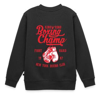 Boxing Champ Boxen Boxer Ring Champion Kampf Club - Kinder Premium Organic Sweatshirt - Schwarz - Hinten - AI Model Kid Female (0cm)
