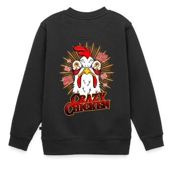 CRAZY CHICKEN - Lustiges Hühner Geschenk Motiv - Kinder Premium Organic Sweatshirt - Schwarz - Hinten - AI Model Kid Female (0cm)