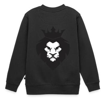 Loewen Koenig Krone - Kinder Premium Organic Sweatshirt - Schwarz - Hinten - AI Model Kid Female (0cm)