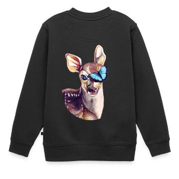 Reh & Schmetterling – Tribut zu Life is Strange - Kinder Premium Organic Sweatshirt - Schwarz - Hinten - AI Model Kid Female (0cm)