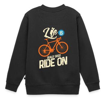 Radfahren - Kinder Premium Organic Sweatshirt - Schwarz - Hinten - AI Model Kid Female (0cm)