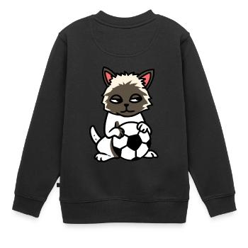 Fußball Fußballspieler Fußballverein Kinder Katze - Kinder Premium Organic Sweatshirt - Schwarz - Hinten - AI Model Kid Female (0cm)