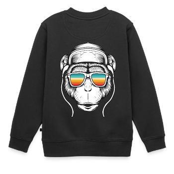 Musikaffe - Kinder Premium Organic Sweatshirt - Schwarz - Hinten - AI Model Kid Female (0cm)