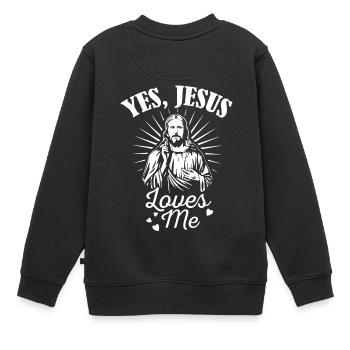 Jésus Design Oui Jésus m’aime Idée cadeau d’anniversaire - Sweat Premium enfant bio - noir - Dos - AI Model Kid Female (0cm)