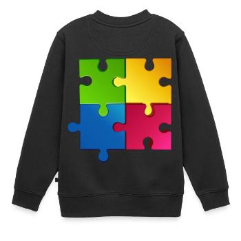 Puzzle - Kinder Premium Organic Sweatshirt - Schwarz - Hinten - AI Model Kid Female (0cm)