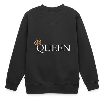 Queen - Kinder Premium Organic Sweatshirt - Schwarz - Hinten - AI Model Kid Female (0cm)