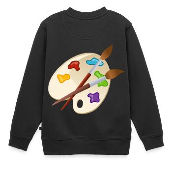 maler painter pinsel paint farbe artist color colo - Kinder Premium Organic Sweatshirt - Schwarz - Hinten - AI Model Kid Female (0cm)