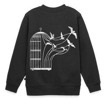 Vögel Käfig Geschenk Vogel Vogel shirt - Kinder Premium Organic Sweatshirt - Schwarz - Hinten - AI Model Kid Female (0cm)