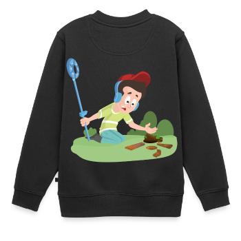 Chasseur de trésors ne trouve que des détecteurs de ferraille - Sweat Premium enfant bio - noir - Dos - AI Model Kid Female (0cm)