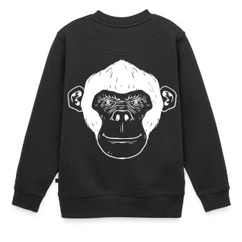 Affe Schimpanse Affengesicht Geschenk Affen - Kinder Premium Organic Sweatshirt - Schwarz - Hinten - AI Model Kid Female (0cm)