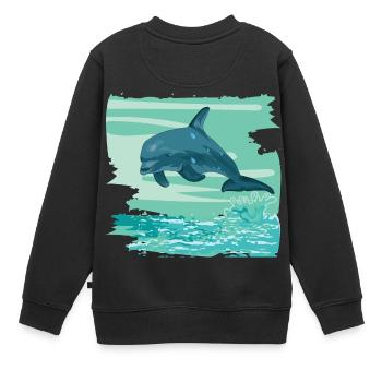Dolphin Bottlenose Mammifère marin saute hors de la mer - Sweat Premium enfant bio - noir - Dos - AI Model Kid Female (0cm)