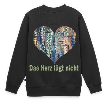 le cœur ne ment pas e 73 - Sweat Premium enfant bio - noir - Dos - AI Model Kid Female (0cm)