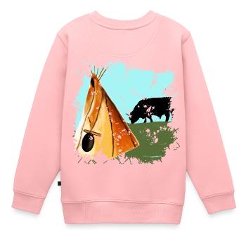 Indianerzelt in der nordamerikanischen Steppe - Kinder Premium Organic Sweatshirt - Rosa - Hinten - AI Model Kid Female (0cm)
