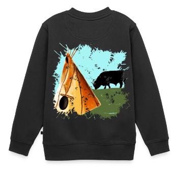 Tente indienne dans la steppe nord-américaine - Sweat Premium enfant bio - noir - Dos - AI Model Kid Female (0cm)