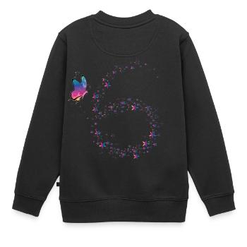 Butterfly - ich bin endlich 6 - Kinder Premium Organic Sweatshirt - Schwarz - Hinten - AI Model Kid Female (0cm)
