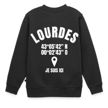 Lourdes, 65286, Sanctuaire Notre-Dame - Sweat Premium enfant bio - noir - Dos - AI Model Kid Female (0cm)