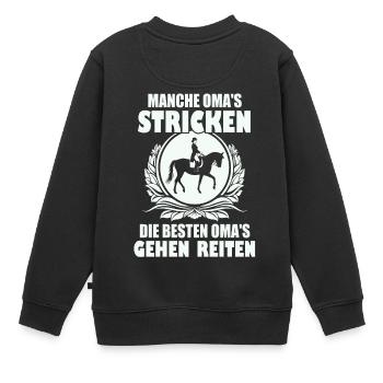 Oma reiten - Kinder Premium Organic Sweatshirt - Schwarz - Hinten - AI Model Kid Female (0cm)