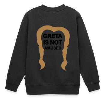 "Greta" is not amused. Auto, Diesel, Klima, USA - Kinder Premium Organic Sweatshirt - Schwarz - Hinten - AI Model Kid Female (0cm)