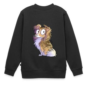Shetland fauve charbonné - Sweat Premium enfant bio - noir - Dos - AI Model Kid Female (0cm)