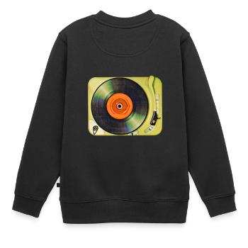 Tourne-disque - Sweat Premium enfant bio - noir - Dos - AI Model Kid Female (0cm)