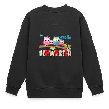 große Schwester Vogelfamilie - Kinder Premium Organic Sweatshirt - Schwarz - Hinten - AI Model Kid Female (0cm)