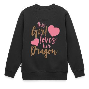 Fantasy / Drachen: This Girl Loves Her Dragon - Kinder Premium Organic Sweatshirt - Schwarz - Hinten - AI Model Kid Female (0cm)
