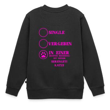 Beziehung Katzen liebe SERENGETI KATZE - Kinder Premium Organic Sweatshirt - Schwarz - Hinten - AI Model Kid Female (0cm)